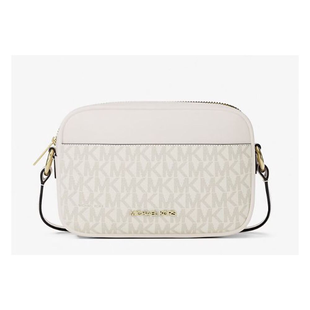 #051 - Lt Cream Jet Set Travel Small Signature Logo Camera Crossbody Bag